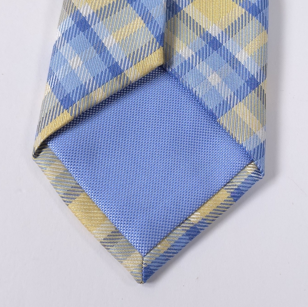 NWT ▪️ CLUB ROOM Men's Necktie, Plaid Pattern, Yellow & Blue. REGULAR PRICE $55 - Picture 10 of 11
